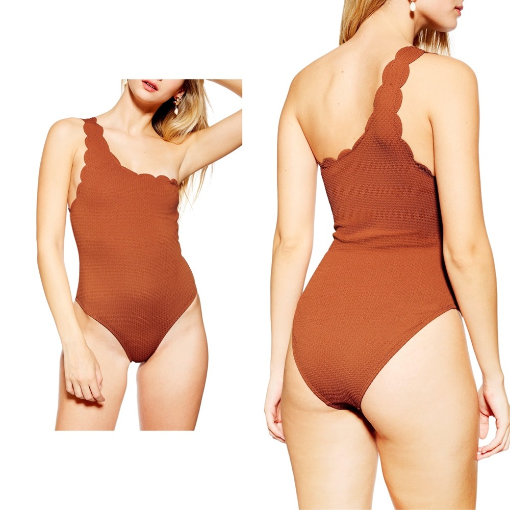 Topshop Scallop One-Shoulder One-Piece Swimsuit.